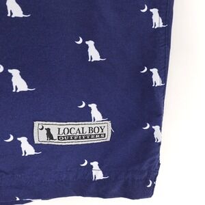 Local Boy Outfitters Dog Print Swim Trunks Navy Blue Mens XXL Mesh Liner 5.5"